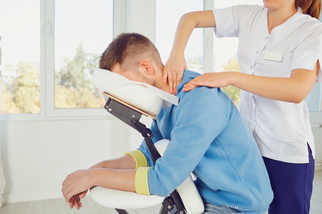 Massage on the Massage Chair in the Office.